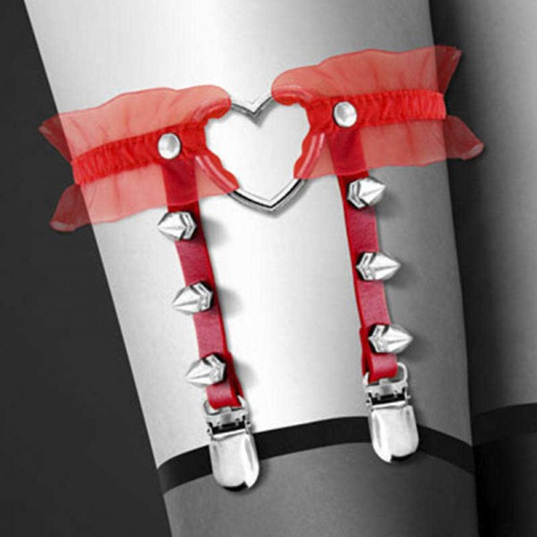 Гартер с сердцем и шипами "Bijoux" красный 