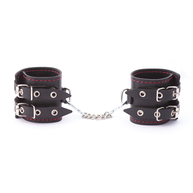 Наручники широкие "Crazy Handmade" черные, кожа 