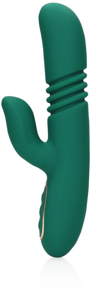 Вибратор для точки G и клитора с фрикциями и нагревом "Loveline" зеленый 